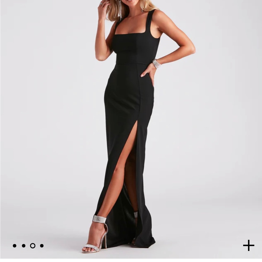 NEW Windsor Savannah Formal Crepe Long Dress, Black, Medium